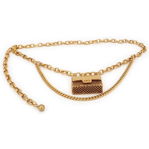 Anthropologie Gold Chain Belt With Mini Purse NWOT - Picture 5 of 5